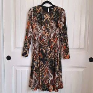 Cavalier Multicolored Snake Print Knee Length Dress SZ XS